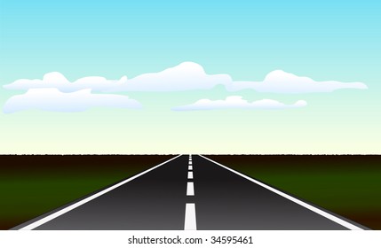 camino vectorial bajo cielo azul