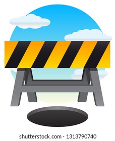 Vector Roadblock Street Barrier with Sky Background