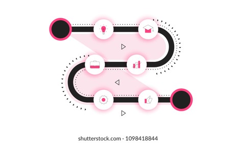 Vector Roadmap, Modern Infographic Timeline With Neon Backlight. Template For Business Presentation, Annual Reports, Layouts.