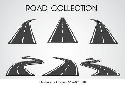 Vector roads collection. curves and highways separated from the background for infographics.