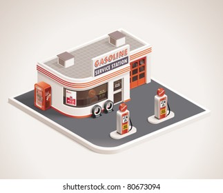 Vector roadside art deco gas filling station XXL icon