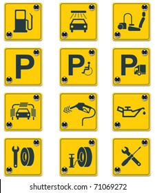 Vector roadside services signs icon set. Part 2