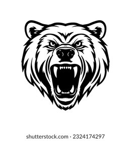 Vector roaring Russian bear isolated on white background