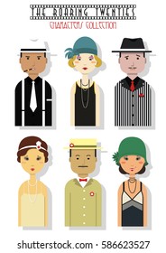 Vector The Roaring Twenties Characters Set 