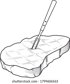 vector roast meat with fork online