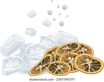 A vector of roasted lemons and rock sugar, perfect for food packaging, branding, and recipe designs. Fully editable EPS file for flexible customization!