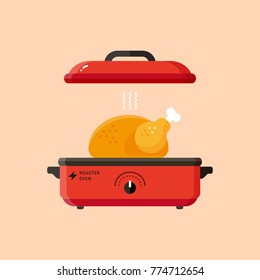 vector roaster oven and chicken, duck or goose / isolated, sign and icon template
