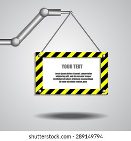 Vector. Robot arm and empty board for text