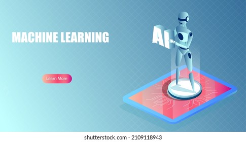 Vector of a robot artificial intelligence technology in software computer development and machine learning  