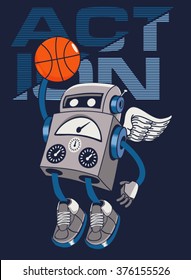 vector robot basketball player design