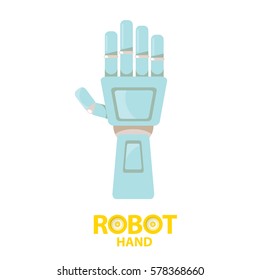 vector robot blue hand isolated on white background. vector robotic arm symbol. technology background design template.