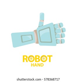 vector robot blue hand isolated on white background. vector robotic arm symbol. technology background design template.