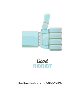 vector robot blue hand isolated on white background. vector robotic arm symbol. technology background design template.