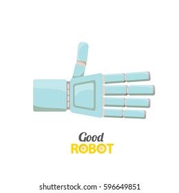 vector robot blue hand isolated on white background. vector robotic arm symbol. technology background design template.