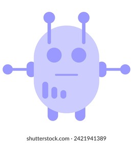 Vector Robot chatbot, en ciencia y negocios, Tecnología y concepto de ingeniería. Icono de robot. Icono de robot de charla. Bonito robot sonriente. El robot de contorno inicia sesión en círculo azul. 