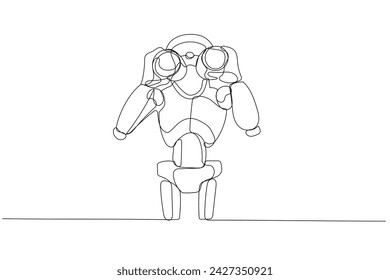 Vector Robot chatbot using binoculars, AI in science and business Single line art style,