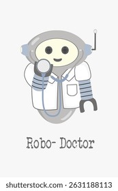 Vector Robot Doctor Illustration in White Coat with Stethoscope,Perfect for Medical AI, Telemedicine, and Future Healthcare Projects