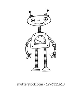 Vector robot in doodle style.