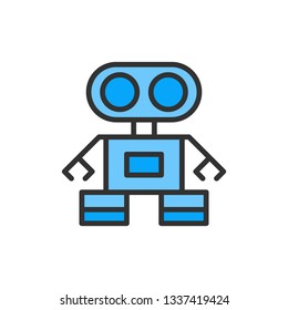 Vector robot flat color line icon.