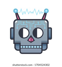 Vector Robot Head Cartoon Illustration