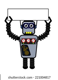 Vector robot holding an empty sign 