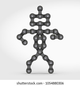 Vector Robot Icon Made of Bike or Bicycle Chain. Automatic Assembly Line Concept. Hi-Detailed Bike Chain. Realistic Illustration for Graphic Design, Web Banner, Social Media, UI, Mobile App.
