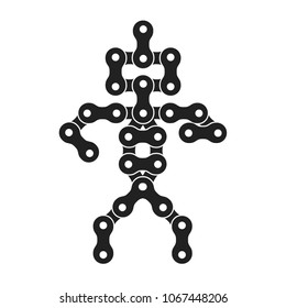 Vector Robot Icon Made of Bike or Bicycle Chain. Automatic Assembly Line Concept. Monochrome Silhouette Bike Chain. Vector Illustration for Graphic Design, Web Banner, Social Media, UI, Mobile App.