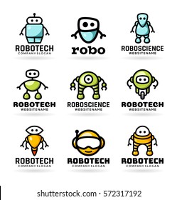 Vector robot icons and logo design elements