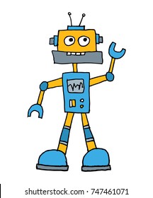 Vector robot illustration on white background. Robot illustration.