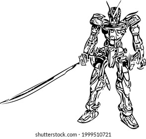 vector de un caballero robot que lleva una espada