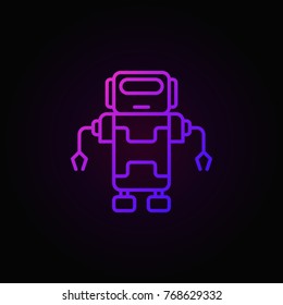 Vector robot line concept colorful icon or symbol in thin line style on dark background
