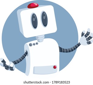 Vector Robot Mascot Character Illustration. Cute-Logo für elektronische künstliche Intelligenz

