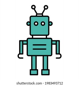 Vector Robot Outline Icon Design
