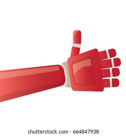 vector robot red arm or hand isolated on white background. vector robotic arm symbol. technology background design template.