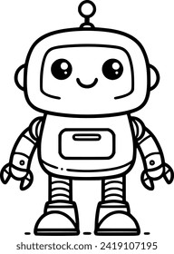 Vector Robot Retro Line Art: Classic Graphic Design with a Futuristic Twist