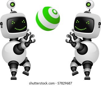 Vector Robot Series - play beach ball