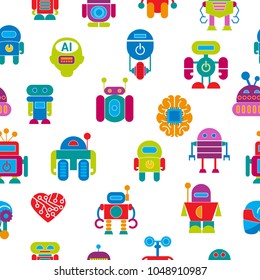 Vector robot technology design futuristic kid flat baby children cyborg robotic character machine science future illustration isolated on white background