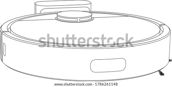 Vector Robot Vacuum Cleaner Line Art Stock Vector (Royalty Free ...
