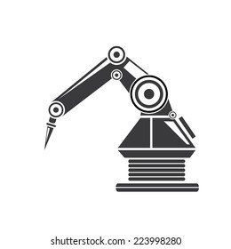 vector robotic arm black symbol. robot hand
