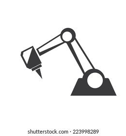 vector robotic arm black symbol. robot hand