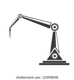 vector robotic arm black symbol. robot hand