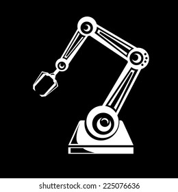 vector robotic arm black symbol. robot hand