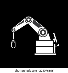 vector robotic arm black symbol. robot hand