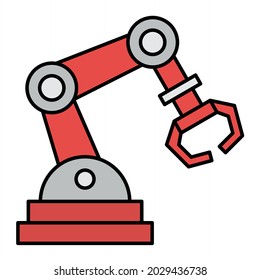 Diseño del icono de contorno de brazo robótico vector
