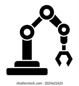 Vector Robotic Arm Glyph Icon Design
