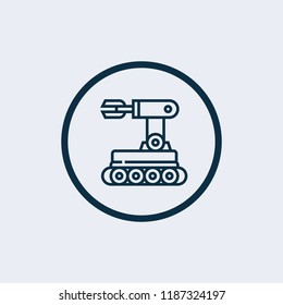 Vector robotic arm on wheels. Robot hand.