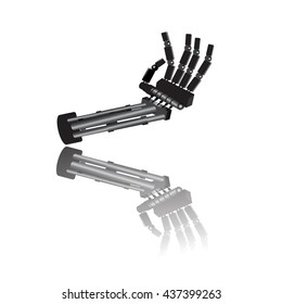 Vector robotic arm symbol. robotic hand. Technology background design template.