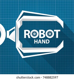 vector robotic arm symbol on blueprint paper background. robot hand. technology background design template. 