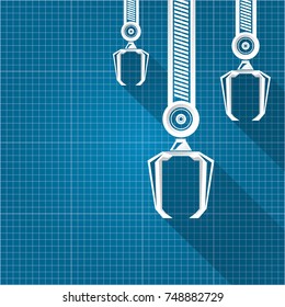 vector robotic arm symbol on blueprint paper background. robot hand. technology background design template. 