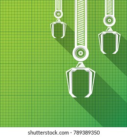 vector robotic arm symbol on green blueprint paper background. robot hand. technology background design template.
